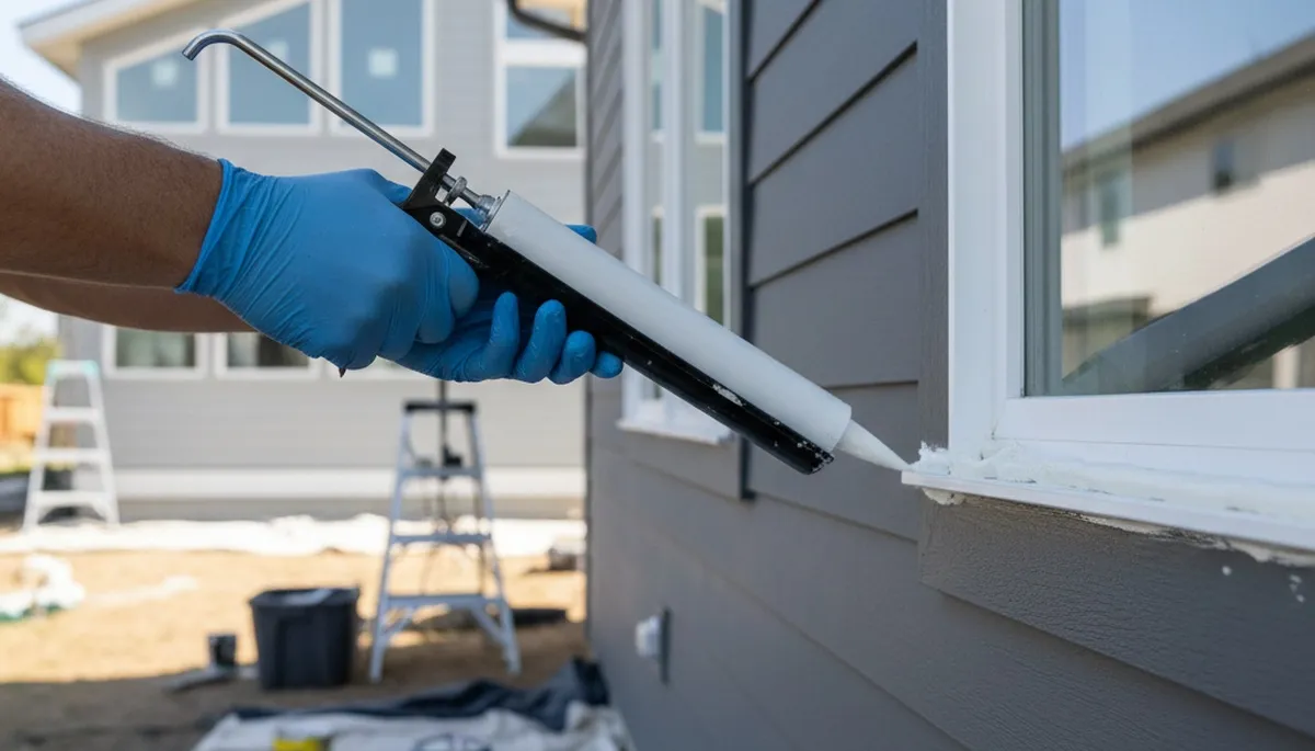 Professional caulking and sealing on Flagstaff AZ home exterior for weatherproof painting protection