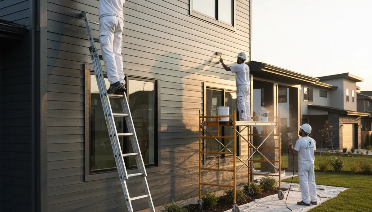 Professional siding painting on a Flagstaff AZ home exterior by local house painting experts