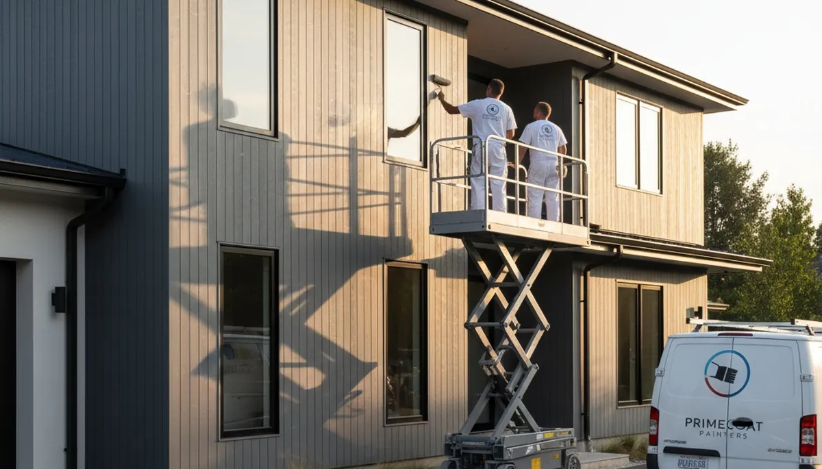 Professional siding painting on a Flagstaff AZ home by expert house painters