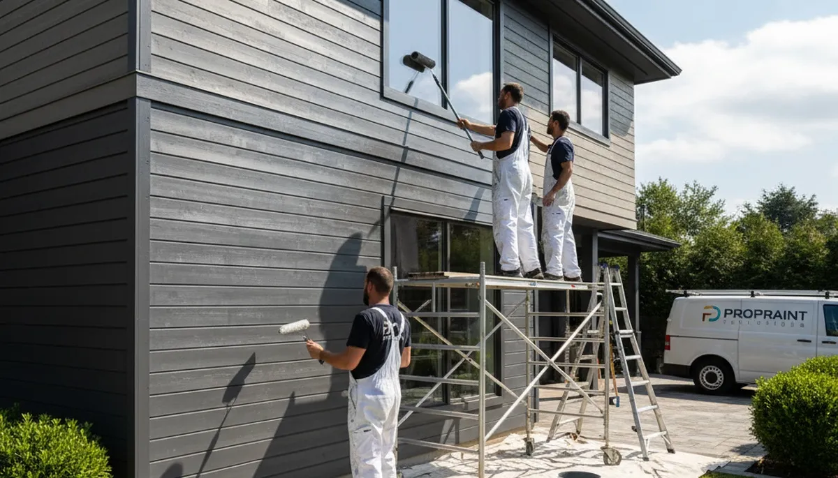 Professional siding painting on a Flagstaff AZ home by expert house painters